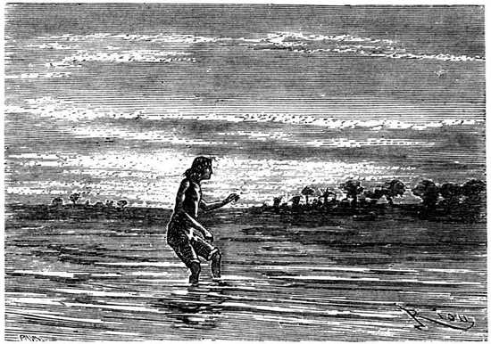 El primer cuidado de Paganel al llegar al Colorado fue bañarse en sus aguas